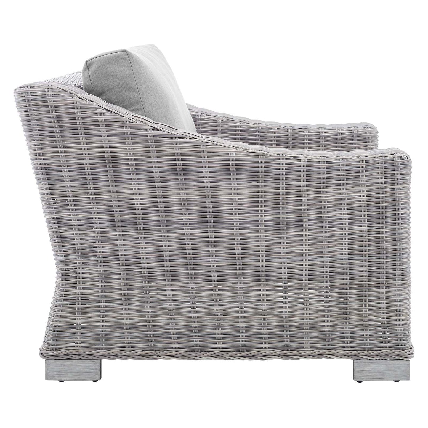 Modway Conway Sunbrella® Outdoor Patio Wicker Rattan 9-Piece Sectional Sofa Set in Light Gray Gray