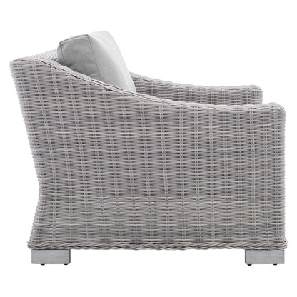 Modway Conway Sunbrella® Outdoor Patio Wicker Rattan 9-Piece Sectional Sofa Set in Light Gray Gray