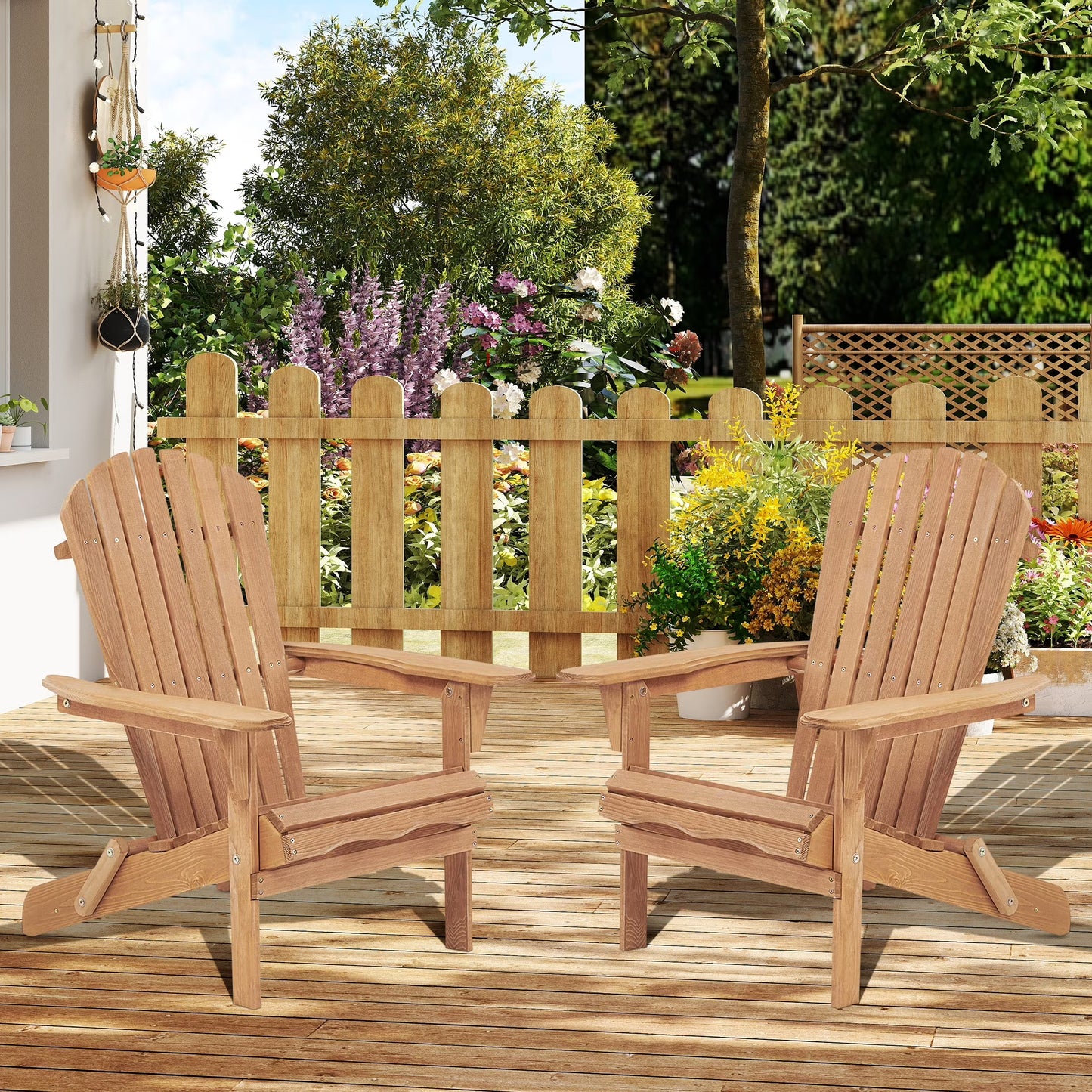 uhomepro Outdoor Adirondack Chairs Set of 2, Folding Fire Pit Chair, Weather Resistant Patio Lawn Chair for Outside Deck Garden Backyard Balcony, Gray