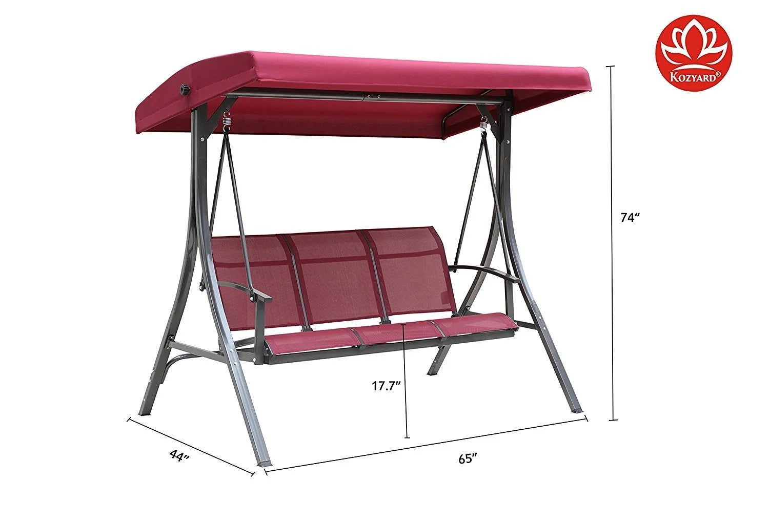 Kozyard Brenda Patio Swing with Coated Steel Frame (Beige, 3 Seat)