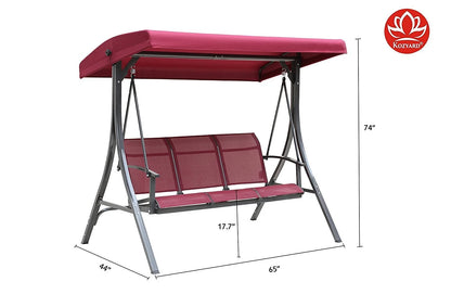Kozyard Brenda Patio Swing with Coated Steel Frame (Beige, 3 Seat)