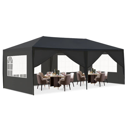 OverPatio 10' x 20' Canopy Tent Party Tent Event Tent w/6 Sidewall - Black