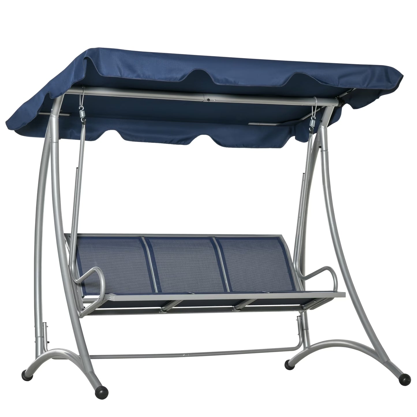 Outsunny 3 Person Patio Swing Seats, Porch Swing with Stand & Adjustable Canopy, Heavy Duty Outdoor Swing Chair Bench for Adults, Black