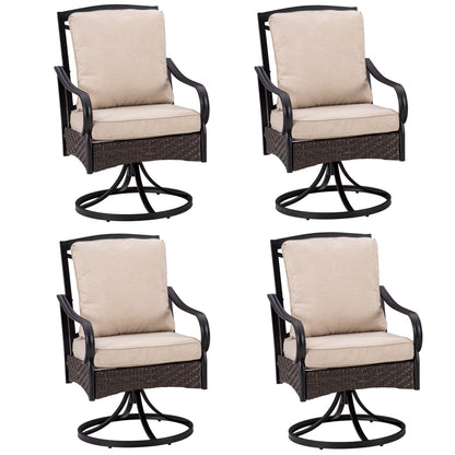 Sophia& William Patio Swivel Dining Chairs Set of 4 with Beige Cushions