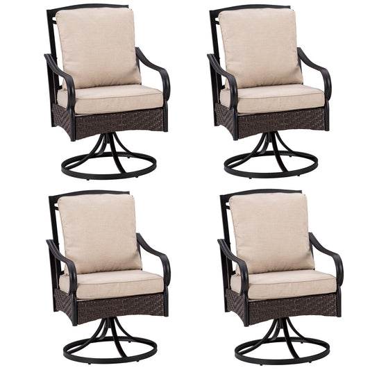 Sophia& William Patio Swivel Dining Chairs Set of 4 with Beige Cushions