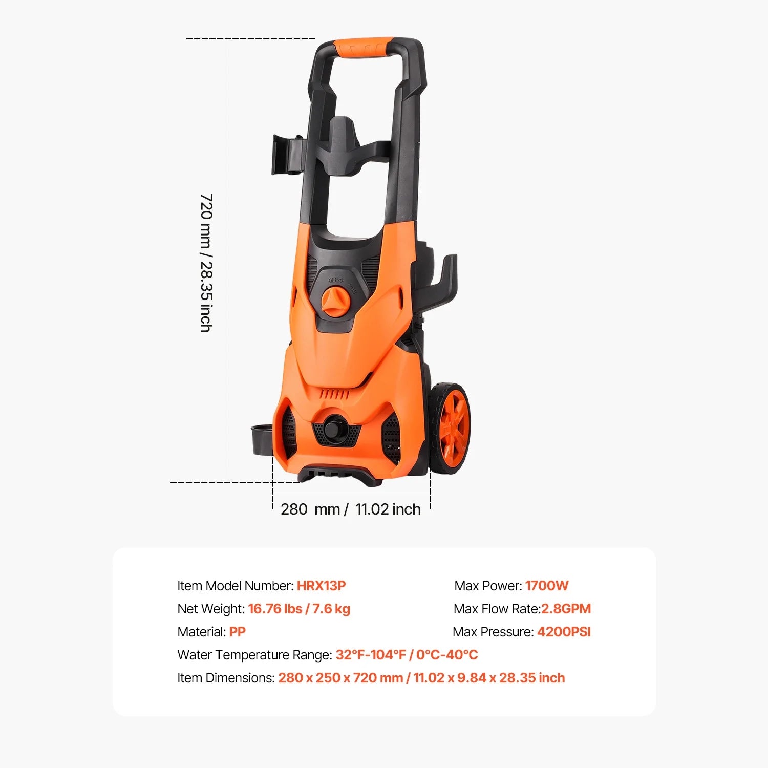VEVOR Electric Pressure Washer, 4200 PSI Max 2.8 GPM Power Washer with 20 ft Hose, 4 Quick-Connect Nozzles and Foam Cannon, Suitable for Cars, Fences, Driveways, Patios