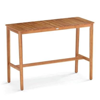 Yardi Yarda Acacia Wood Counter Height Table, Patio Bar Furniture with Slatted Tabletop and Footrest Crossbar for Outdoor as Yard, Brown