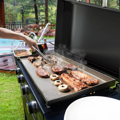 KingChii 4-Burner 32" Propane Griddle Outdoor Flat Top Gas Grill Griddle with Hard Cover for Camping, Tailgating, BBQ, Parties, Backyard & Patio