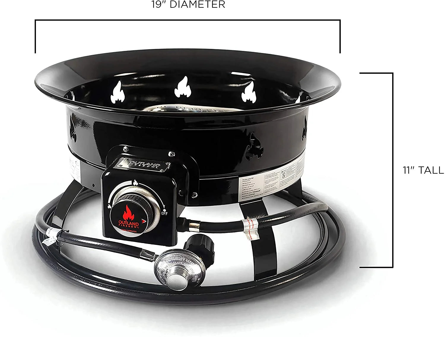 Outland Living 823 Standard Portable Propane Fire Pit, 19-inch Smokeless Gas Fire Pit, 58,000 BTU, Black | Ideal for Outdoor Camping, Patio, Backyard, Tailgating, Deck, RV