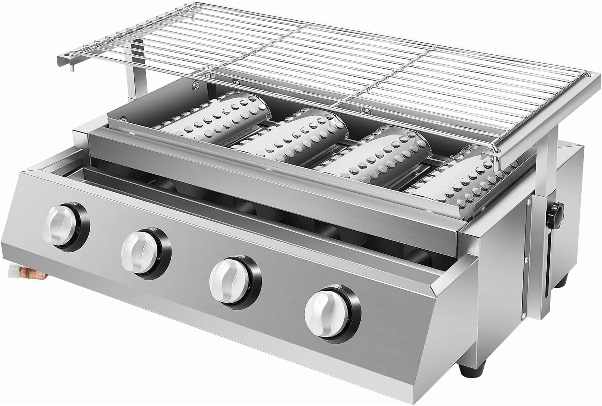 Outdoor Portable Gas Grill,3-Burner Outdoor BBQ Tabletop Cooker,Efficient Heating Gas Grill with Vertical Cooking Stainless Steel LPG Barbecue Perfect for Patio Garden Picnic Backyard Barbecue