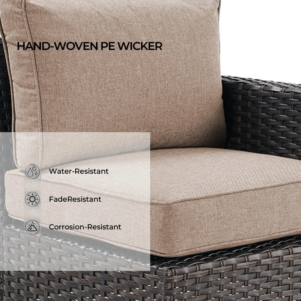 Grand Patio Outdoor Furniture, Patio Wicker Sectional Sofa Modular Furniture Set, Left Arm Sofa, Beige