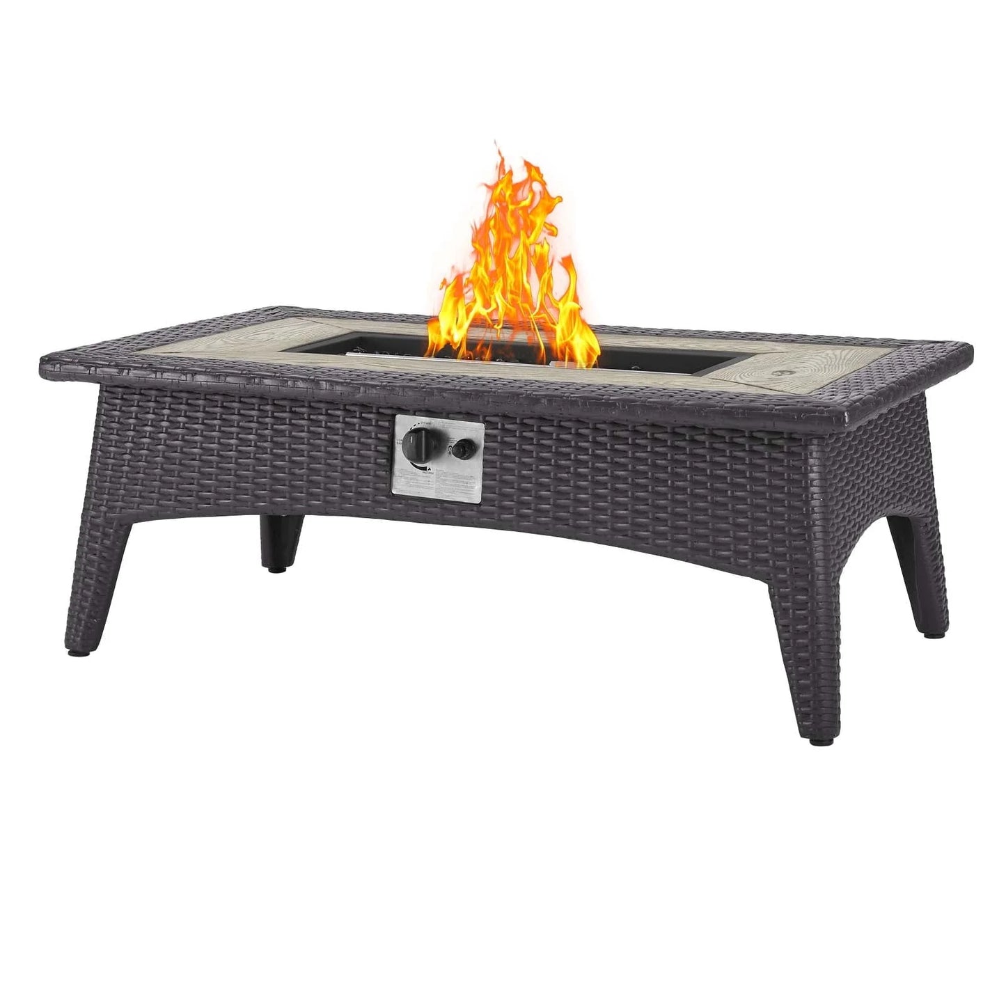 Modway Splendor 43.5" Rectangle Outdoor Patio Fire Pit Table in Espresso