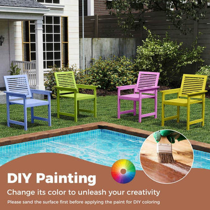 Spaco Patio Chairs Set of 2, Patio Chair with Inclined Backrests and Slatted Seats for Patio, Garden, Backyard, Brown