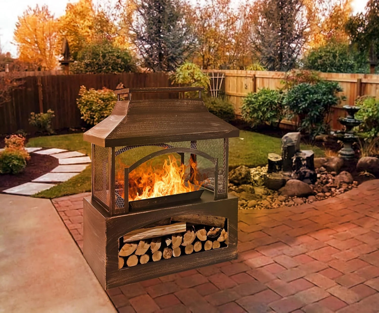 Fire Pit for Outside, 37" Outdoor Wood Burning Firepit , Patio Fireplace Square Metal Stove for Camping, Outdoor Heating, Bonfire and Picnic