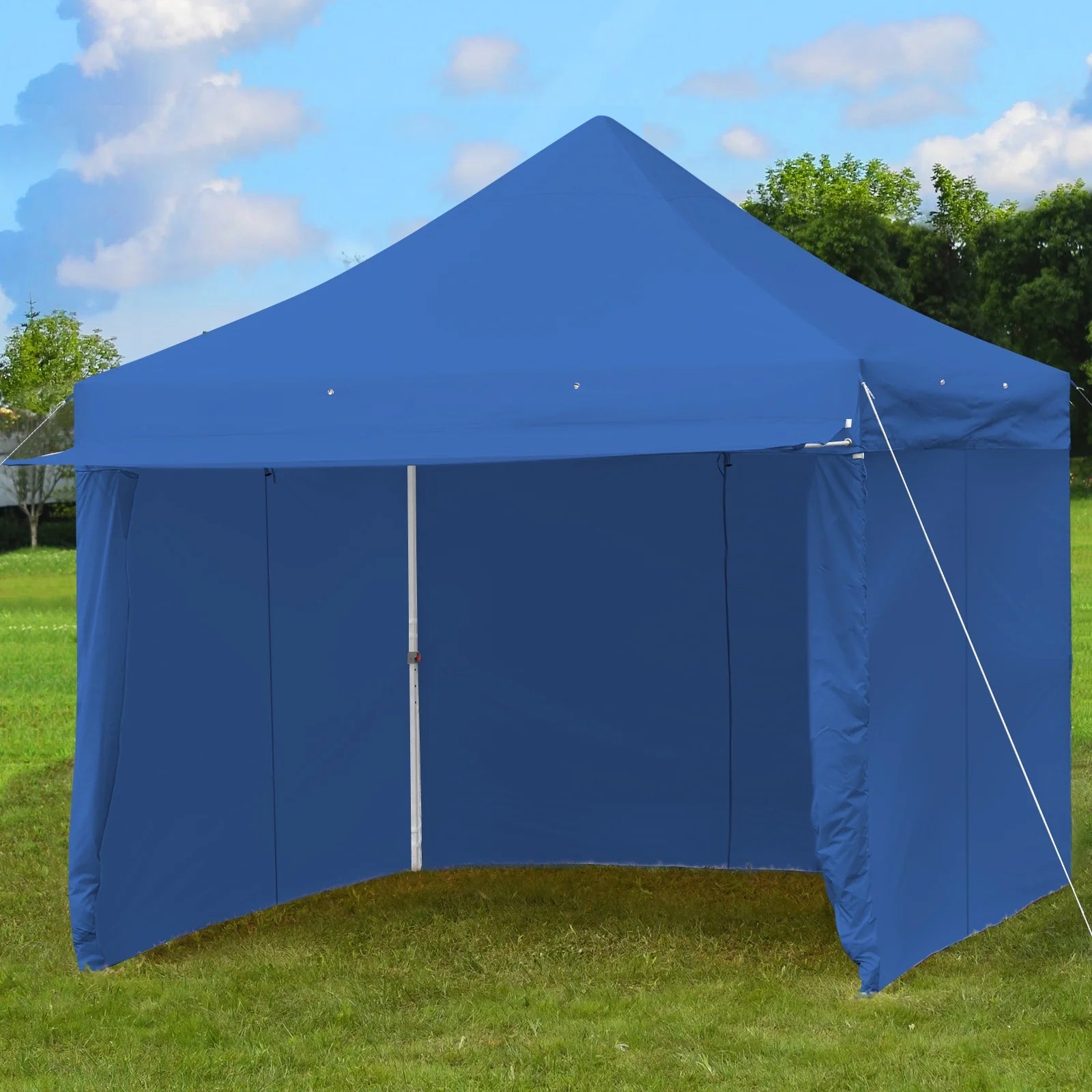 Patiojoy 10x10ft Pop up Tent, 4 Height Adjustment Folding Camping Tent with Awning Blue