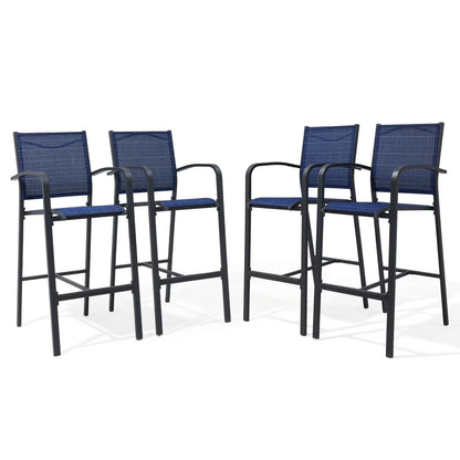 OC Orange-Casual Patio Bar Chair Set of 2, Outdoor & Indoor Bar Stools, All-Weather Aluminum Textile Fabric High Top Patio Dining Chairs, White