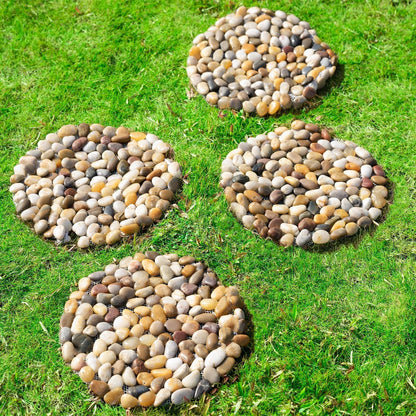 River Rocks Stepping Stones Pavers Outdoor for Garden Walkway, Pebbles Polished Gravel for Yard Lawn Patio Pathway Landscaping, 6PACK (Roundness)