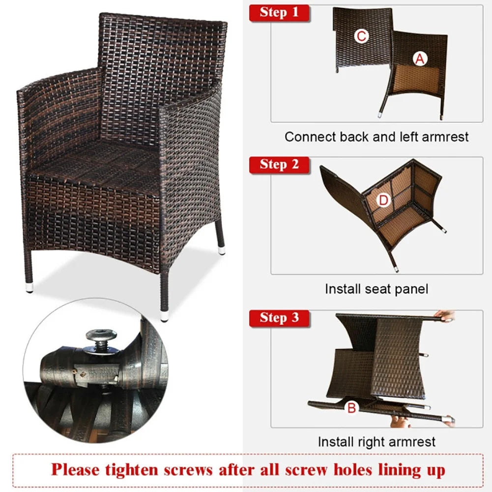 Spaco Patio Conversation Set Outdoor Rattan Wicker Furniture Set with Coffee Table & Chairs Patio Bistro with Seat Cushions for Garden Balcony Backyard Poolside