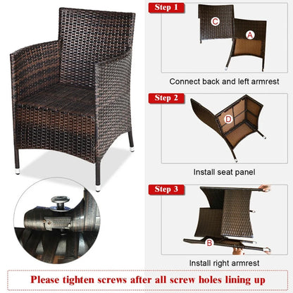 Spaco Patio Conversation Set Outdoor Rattan Wicker Furniture Set with Coffee Table & Chairs Patio Bistro with Seat Cushions for Garden Balcony Backyard Poolside