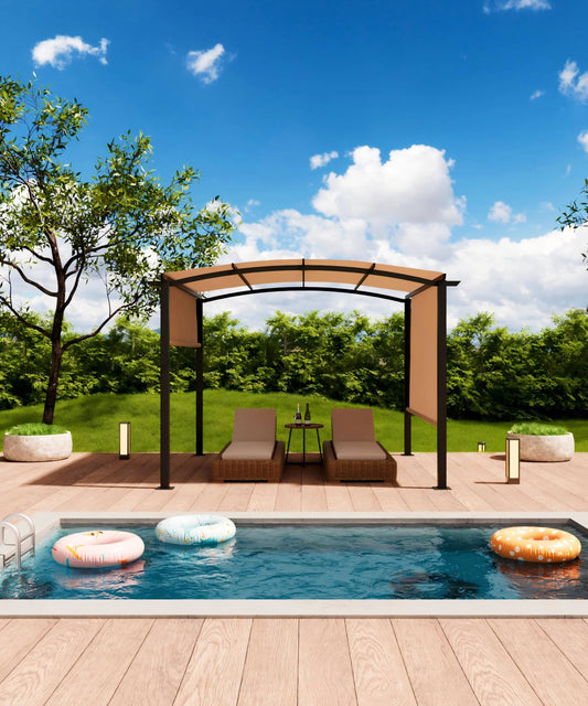 Huisuilinss Outdoor Pergola,Arched Pergola,Aluminum Pergola With Retractable Canopy,Arched Patio Pergola,Metal Pergola Shade Shelter For Backyard Lawn Patios Gardens Grill Gazebo