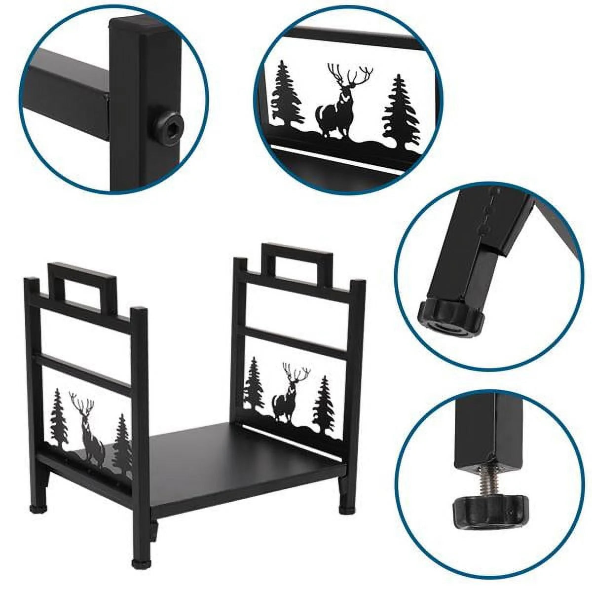 Hottest Small Firewood Rack Holder for Indoor Fireplace, Single-Tier Fire Wood Log Storage Stacker Stand for Outdoor Patio, Black
