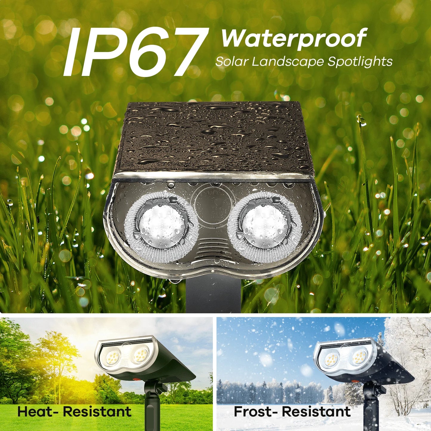 Linkind Solar Lights Outdoor, Solar Spot Lights Outdoor 800LM 6500K Daylight White, Solar Landscape Spotlights for Garden Yard Patio Driveway Porch, 4-Pack