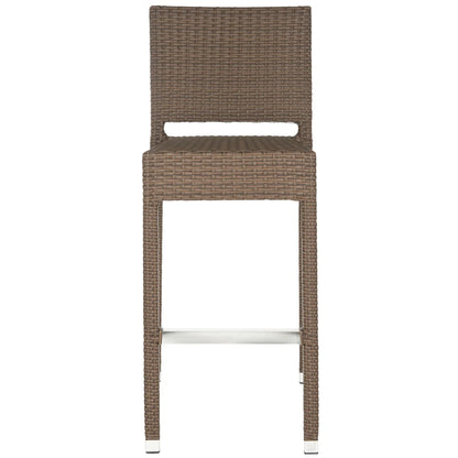 SAFAVIEH Bethel Contemporary Outdoor Patio Rattan Bar Stool, White
