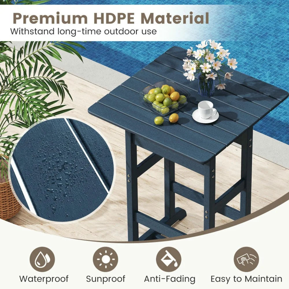 GVN Outdoor Eating Tables,Patio Table,30 Inch Square Bar Table Dining Table with Slatted Tabletop for Poolside-Navy
