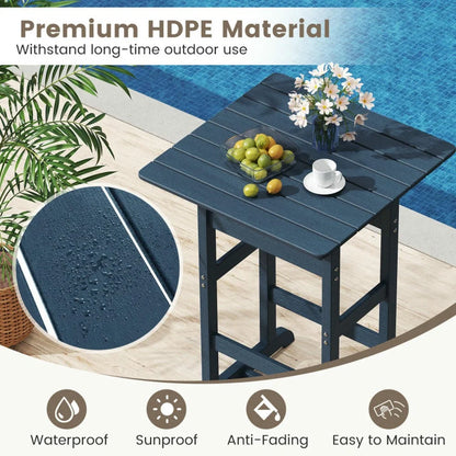 GVN Outdoor Eating Tables,Patio Table,30 Inch Square Bar Table Dining Table with Slatted Tabletop for Poolside-Navy