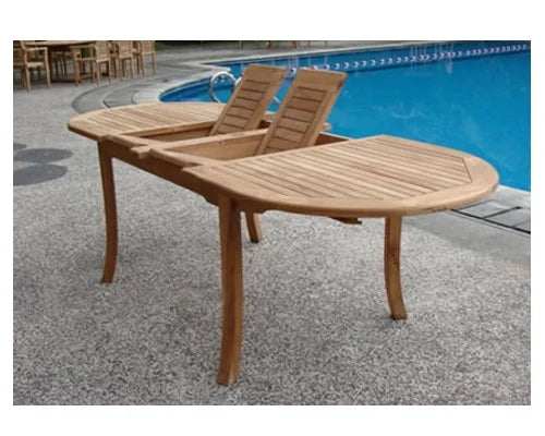 Teak Dining Set: 8 Seater 7 Pc: 117" Oval Table & 8 Montana Stacking Arm Chairs Outdoor Patio Grade-A Teak Wood WholesaleTeak #WMDSMTd