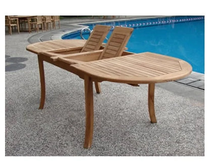 Teak Dining Set: 8 Seater 7 Pc: 117" Oval Table & 8 Montana Stacking Arm Chairs Outdoor Patio Grade-A Teak Wood WholesaleTeak #WMDSMTd