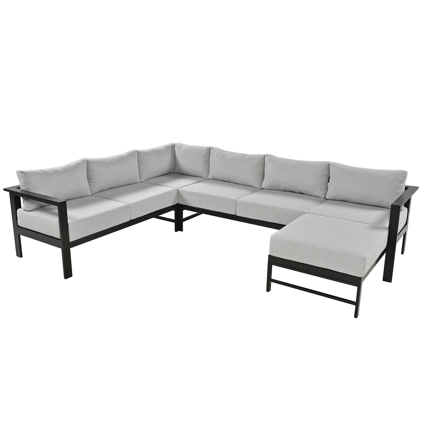 Furvclv 115.7in Modern Outdoor Sectional Sofa, 6 Seater Patio Conversation Couch Sets, U-Shaped Chaise Lounge Couch, Convertible Sofa Set For Outdoor Garden Porch