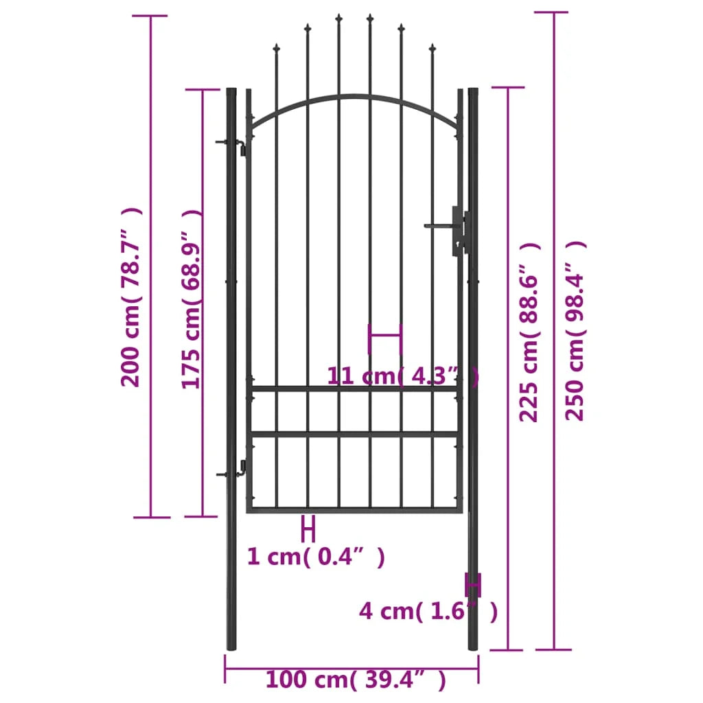 vidaXL Fence Gate Metal Fence Post Garden Gate for Outdoor Patio Lawn Steel