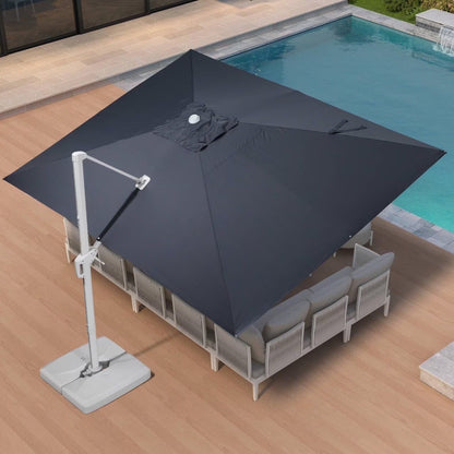 PURPLE LEAF 9 11.5 FT Patio Umbrella White Cantilever Offset Umbrella Rectangle Outdoor Umbrella with 360° Rotation for Garden Deck Pool, Beige