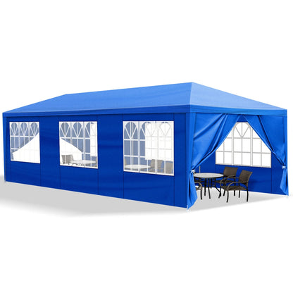 SONGMY Party Tent, Tents for Parties, Outdoor Gazebo Wedding Patio Camping Carport Canopy Shade Canopy Tent with Removable Sidewalls, Outside Event for Garden, Backyard (10'x30' Eight Sides Blue)