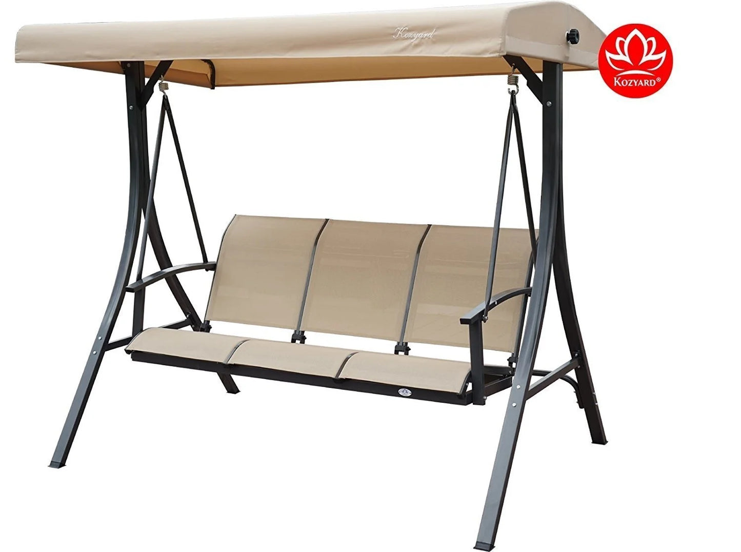 Kozyard Brenda Patio Swing with Coated Steel Frame (Beige, 3 Seat)