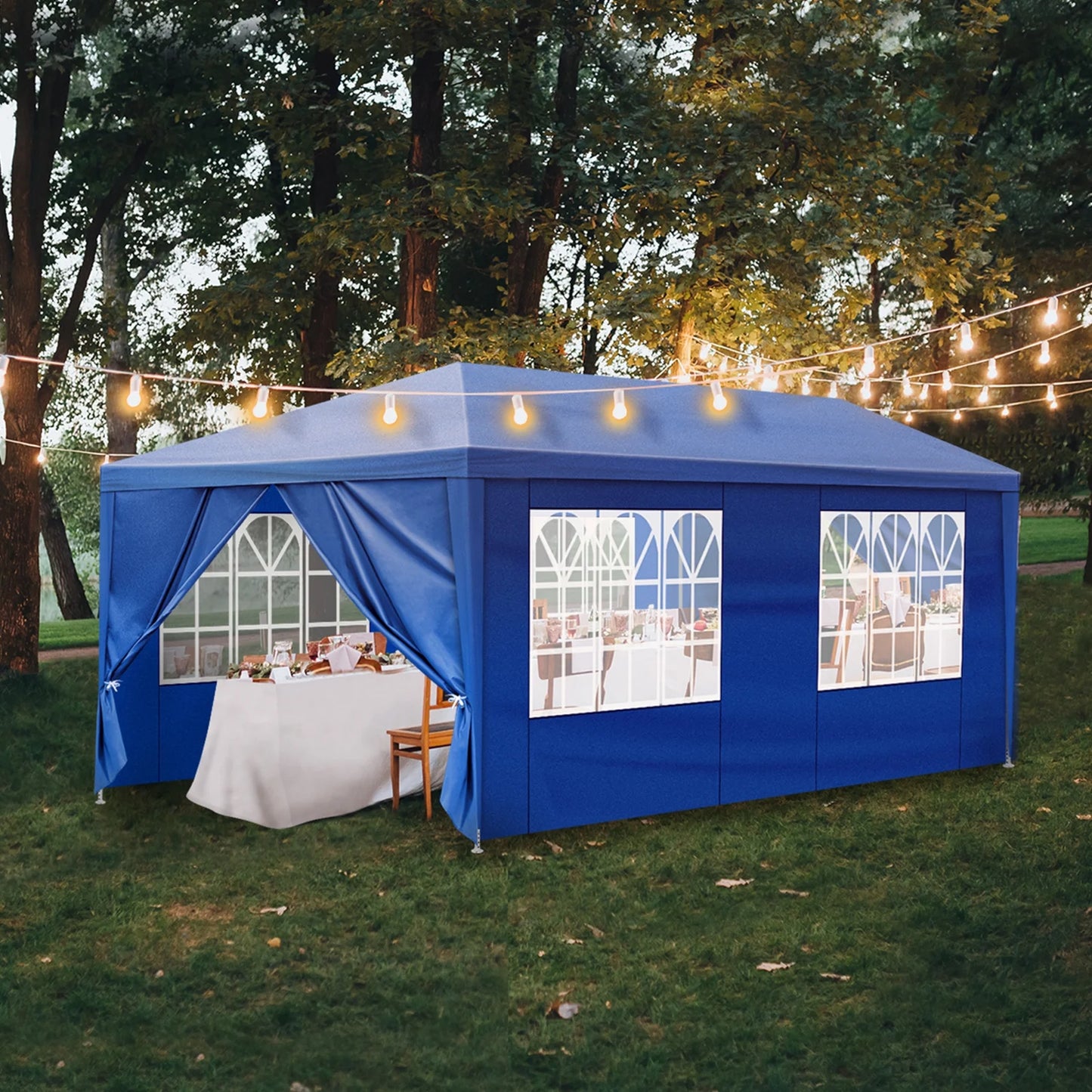 10'x20' Outdoor Party Tent with 6 Removable Sidewalls, Waterproof Canopy Patio Wedding Gazebo, Blue