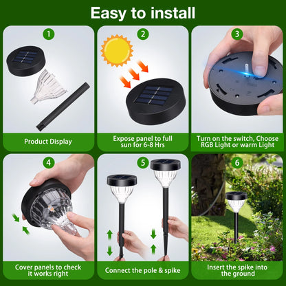 ThorFire 8Pack Solar Pathway Lights, LED Path Light Garden Lights Auto-on/off 5 Pattern Waterproof Solar Landscape Lights for Lawn Patio Yard Garden(Warm Light)