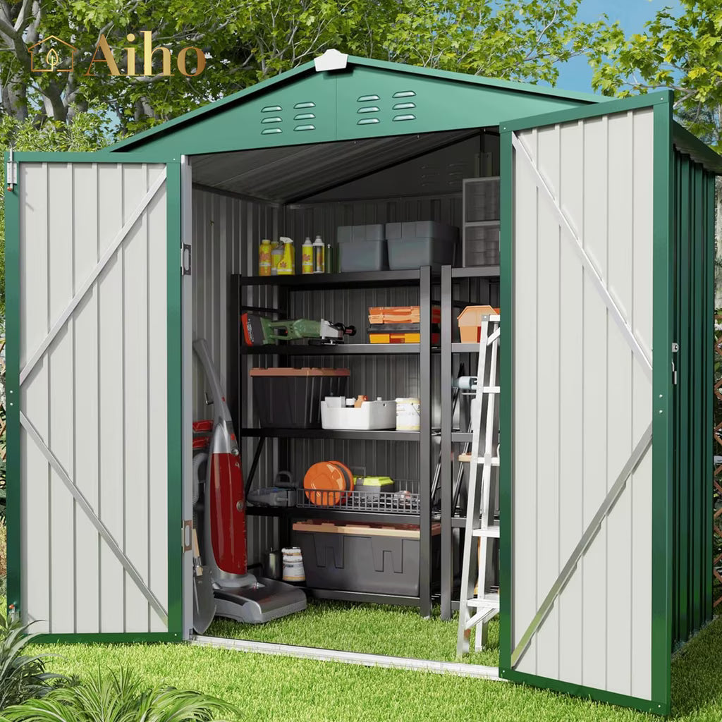 6' x 4' Outdoor Storage Shed on Sale, Aiho Shed & Outdoor Storage Clearance, Metal Storage Shed for Outside, Backyard, Garden & Patio - Dark Gray
