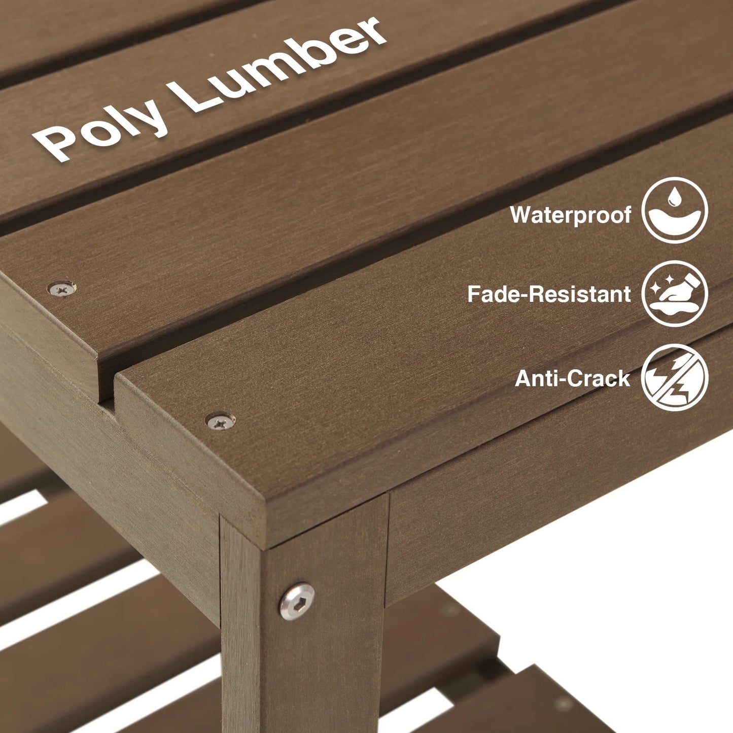 GONICHA Outdoor Poly Lumber Potting Bench, Polystyrene Garden Table with Storage Shelves, All-Weather Patio Work Station for Gardening,Brown