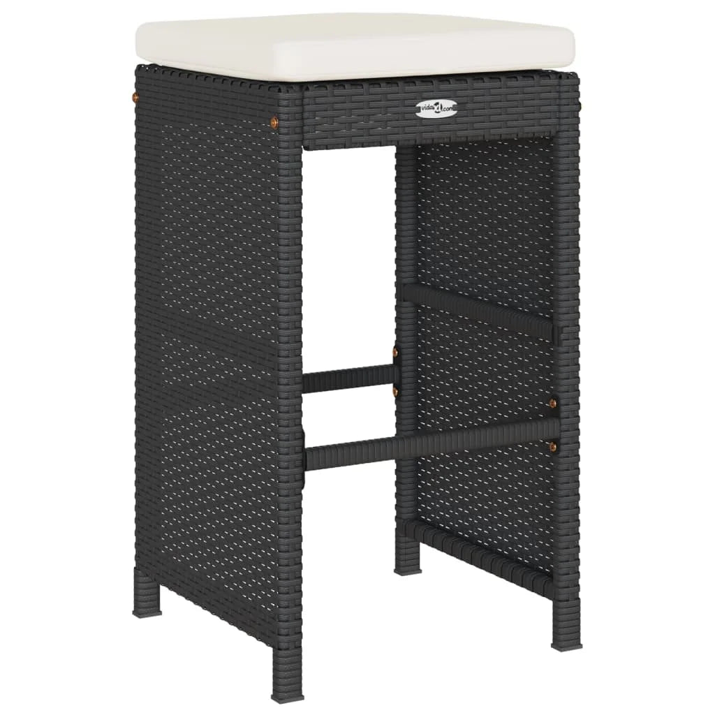 vidaXL Patio Bar Stools with Cushions Pub Chair Seating Poly Rattan garden