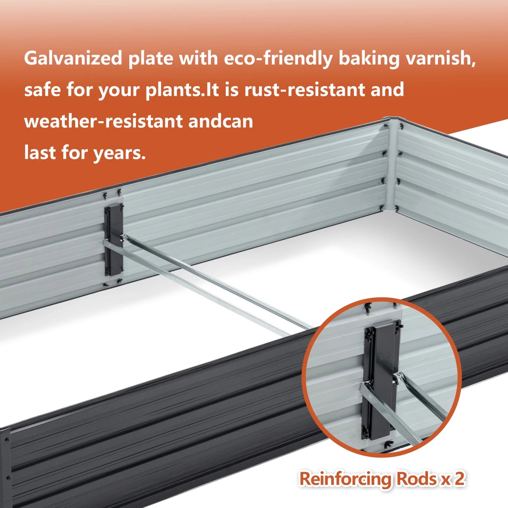 8X4x1 FT Galvanized Raised Garden Bed, Outdoor Planter Box Metal Patio Kit with Reinforcing Rod, Large Planting Bed for Vegetables Flowers Herb, Black