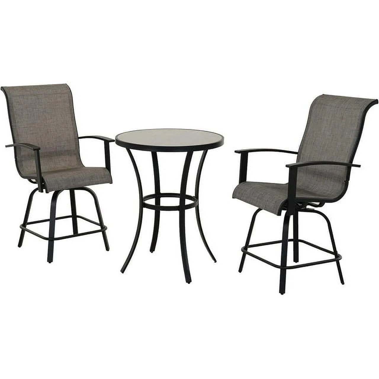 Grand Patio 3 Piece Modern Indoor& Outdoor Counter Height Patio Bar Set for Bistro, Steel Frame, 2 Chairs and 1 Sidetable,Coffee Table, Garden, Porch, Backyard