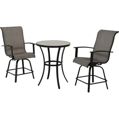 Grand Patio 3 Piece Modern Indoor& Outdoor Counter Height Patio Bar Set for Bistro, Steel Frame, 2 Chairs and 1 Sidetable,Coffee Table, Garden, Porch, Backyard