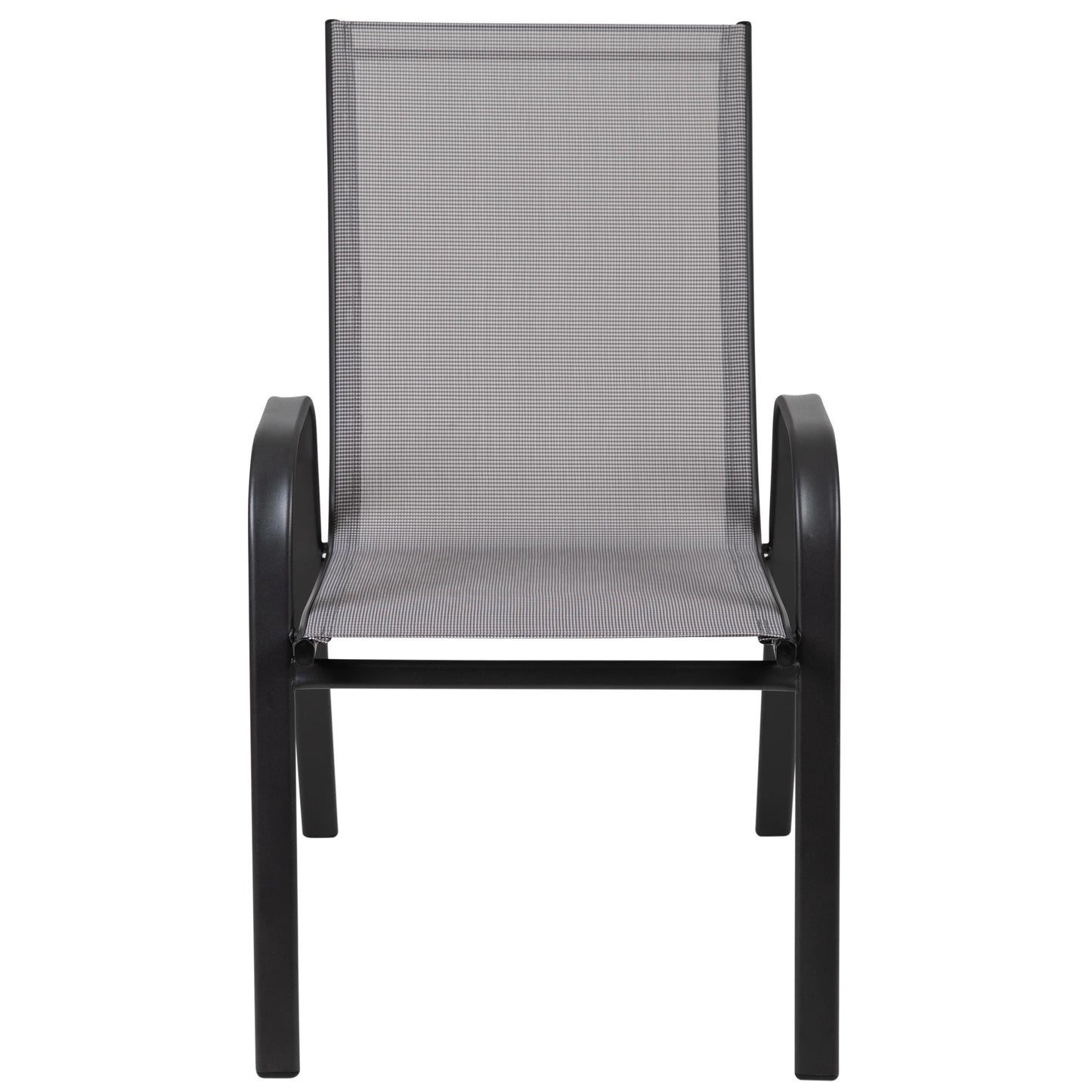 Emma + Oliver 4 Pack Gray Outdoor Stack Chair with Flex Comfort Material - Patio Stack Chair