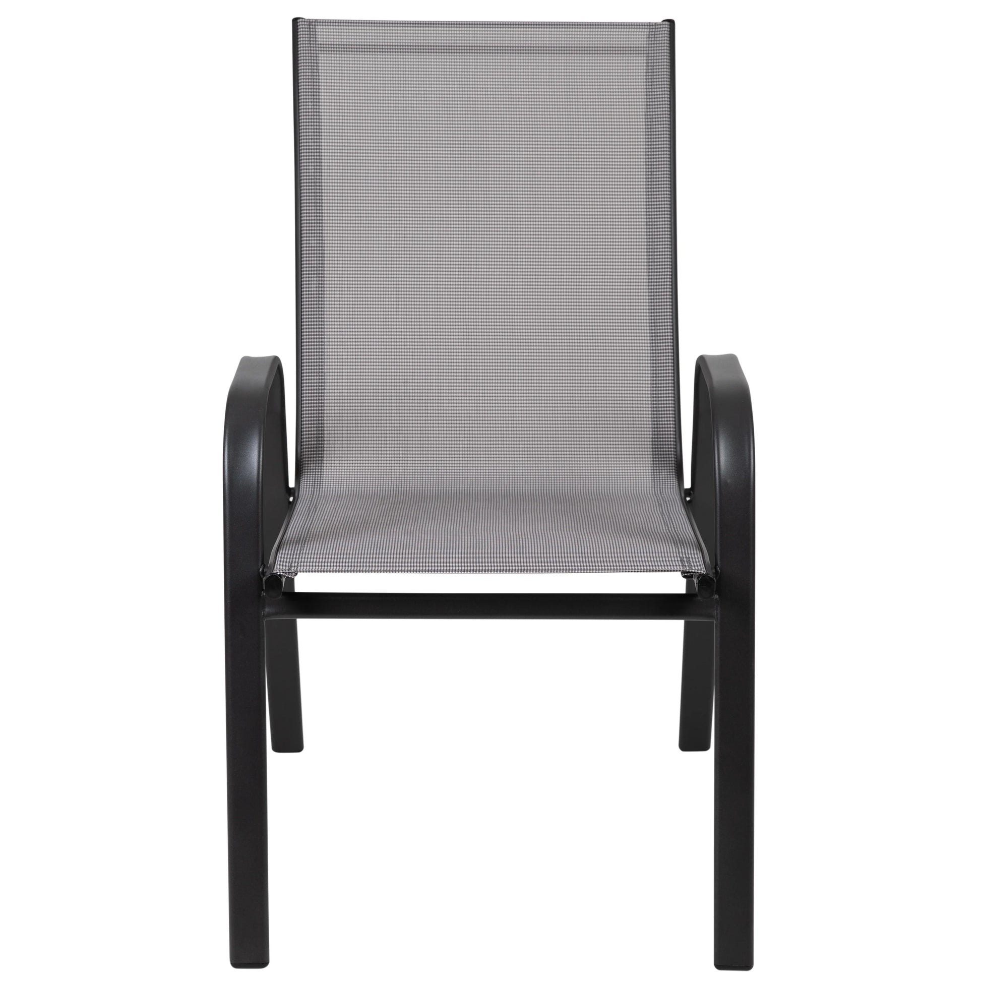Emma + Oliver 4 Pack Gray Outdoor Stack Chair with Flex Comfort Material - Patio Stack Chair