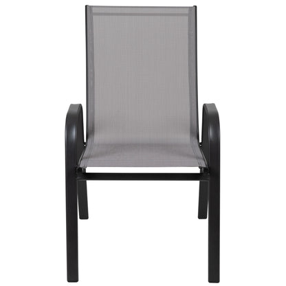 Emma + Oliver 4 Pack Gray Outdoor Stack Chair with Flex Comfort Material - Patio Stack Chair