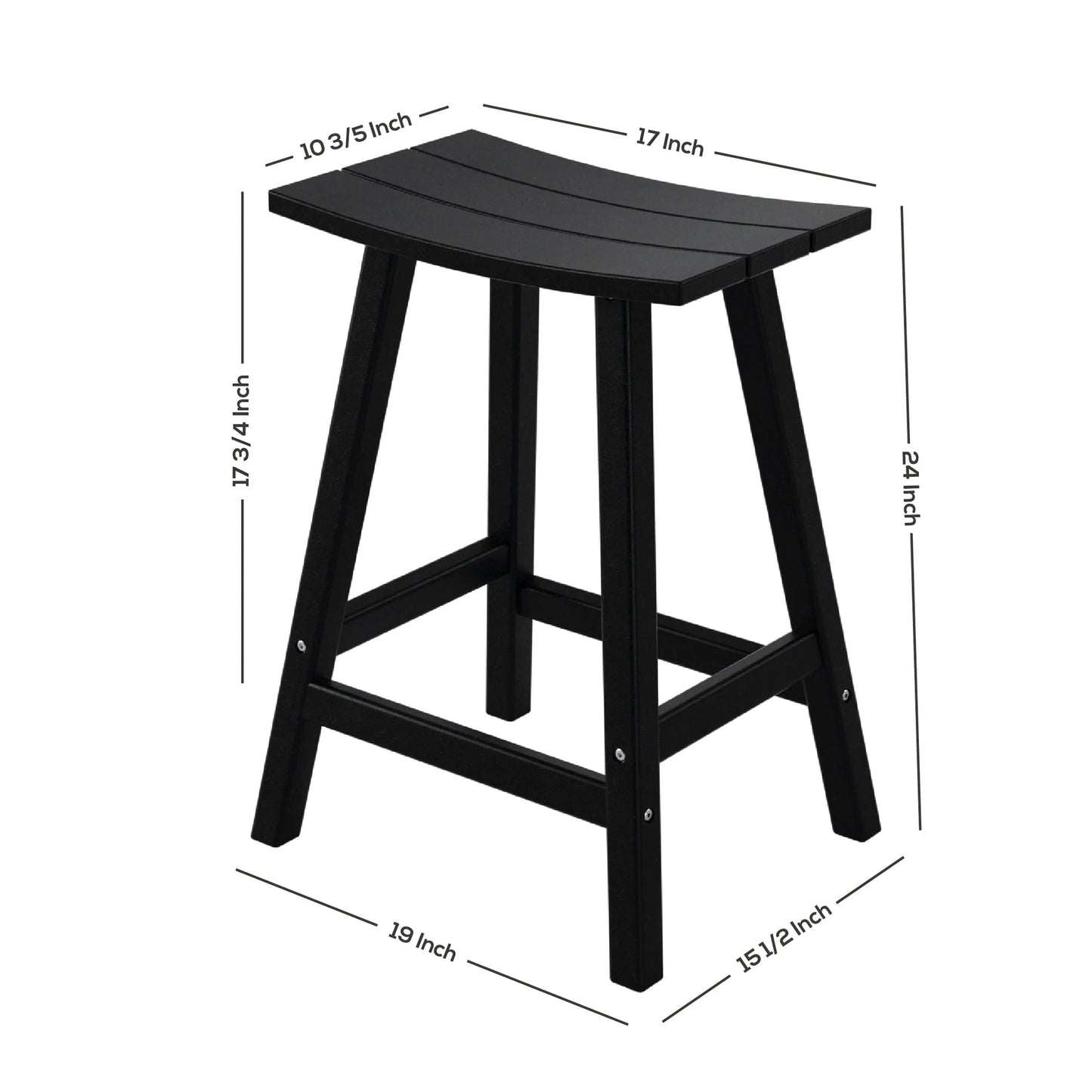 GARDEN 24" Inches Adirondack Plastic Outdoor Bar Stools for Patio, Pacific Blue