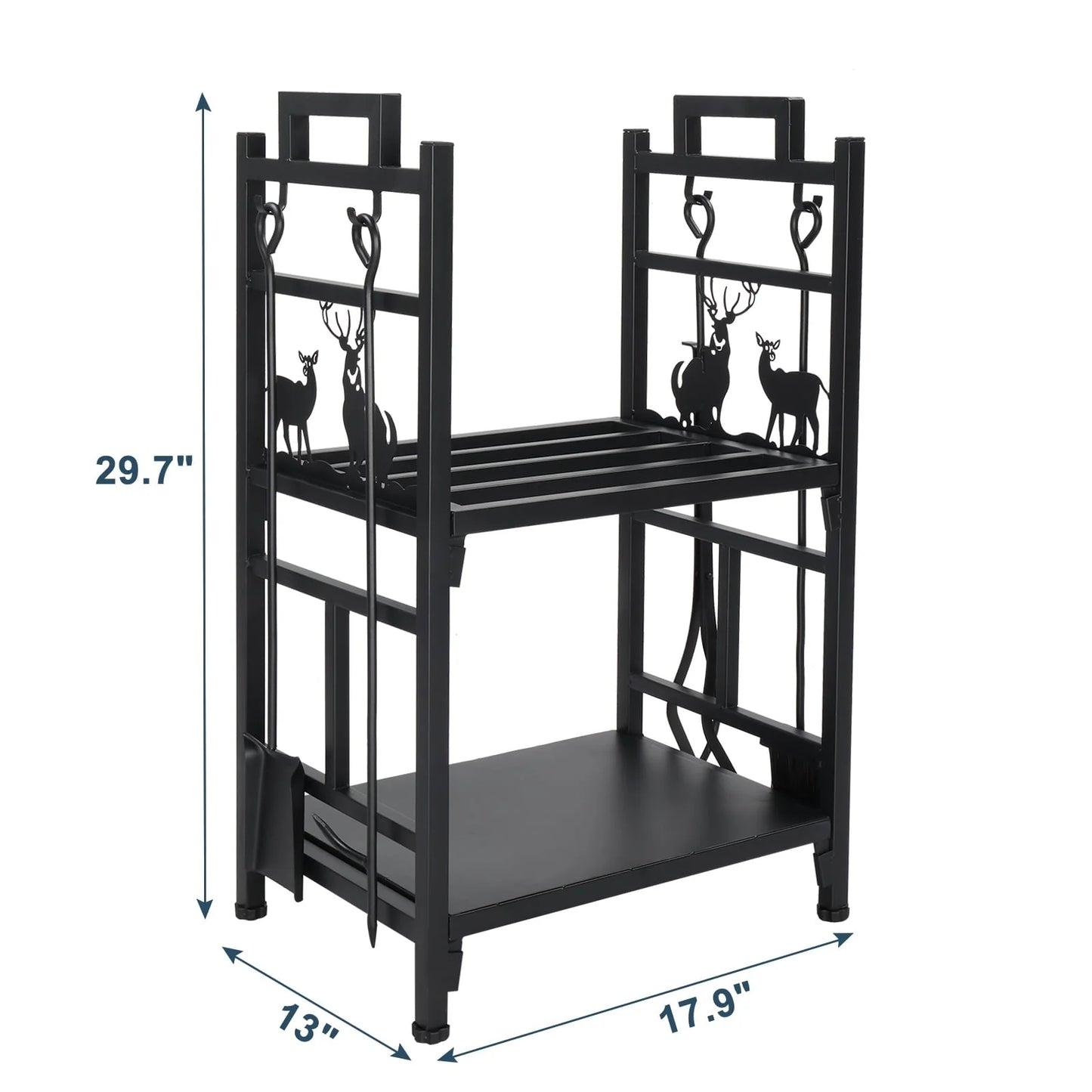 OverPatio Firewood Rack Fireplace Tool Rack Indoor Wood Holders Fireplace Tools Set Tongs Accessories
