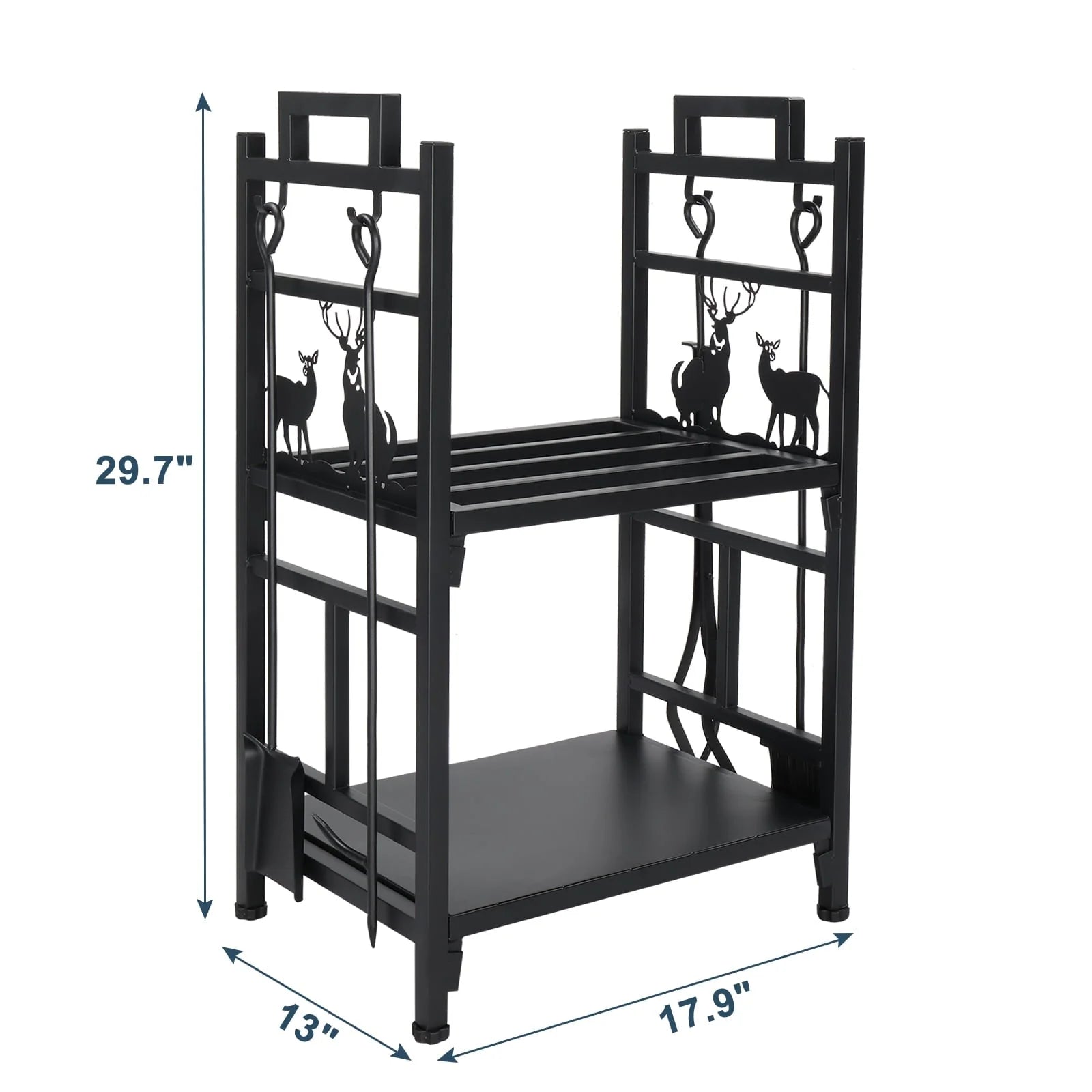 OverPatio Firewood Rack Fireplace Tool Rack Indoor Wood Holders Fireplace Tools Set Tongs Accessories